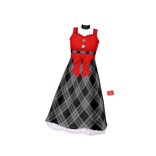 ローズレッドチェックワンピ