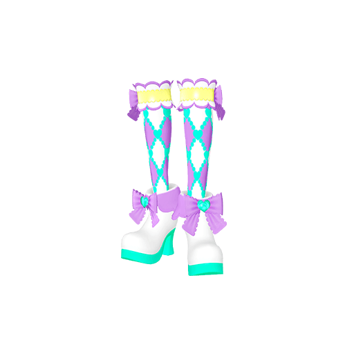 アーガイルハートパープルシューズ