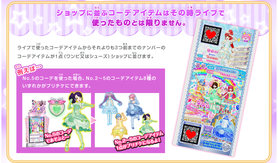 ショップに並ぶコーデアイテムはその時ライブで使ったものとは限りません。