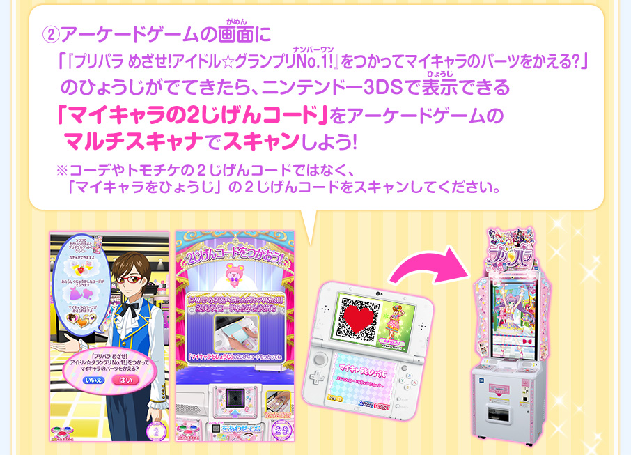 アーケードゲーム「プリパラ」でのつかいかた