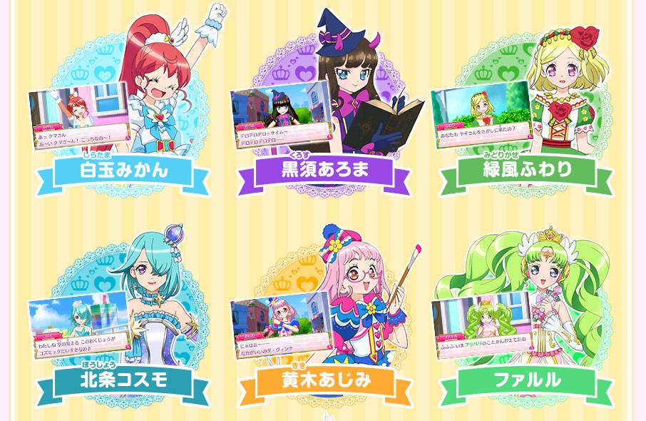 アイドルとなかよしストーリーであそべるキャラクター