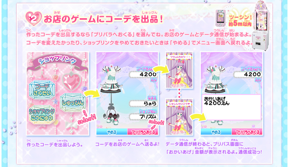 お店のゲームにコーデを出品！