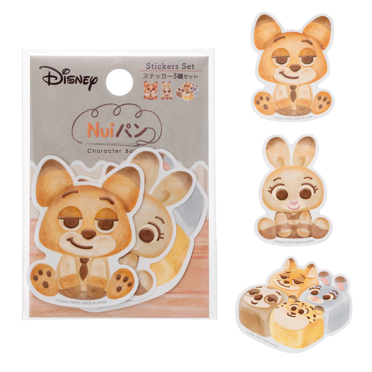 ディズニーキャラクター／Nuiパン／ステッカー3種セット