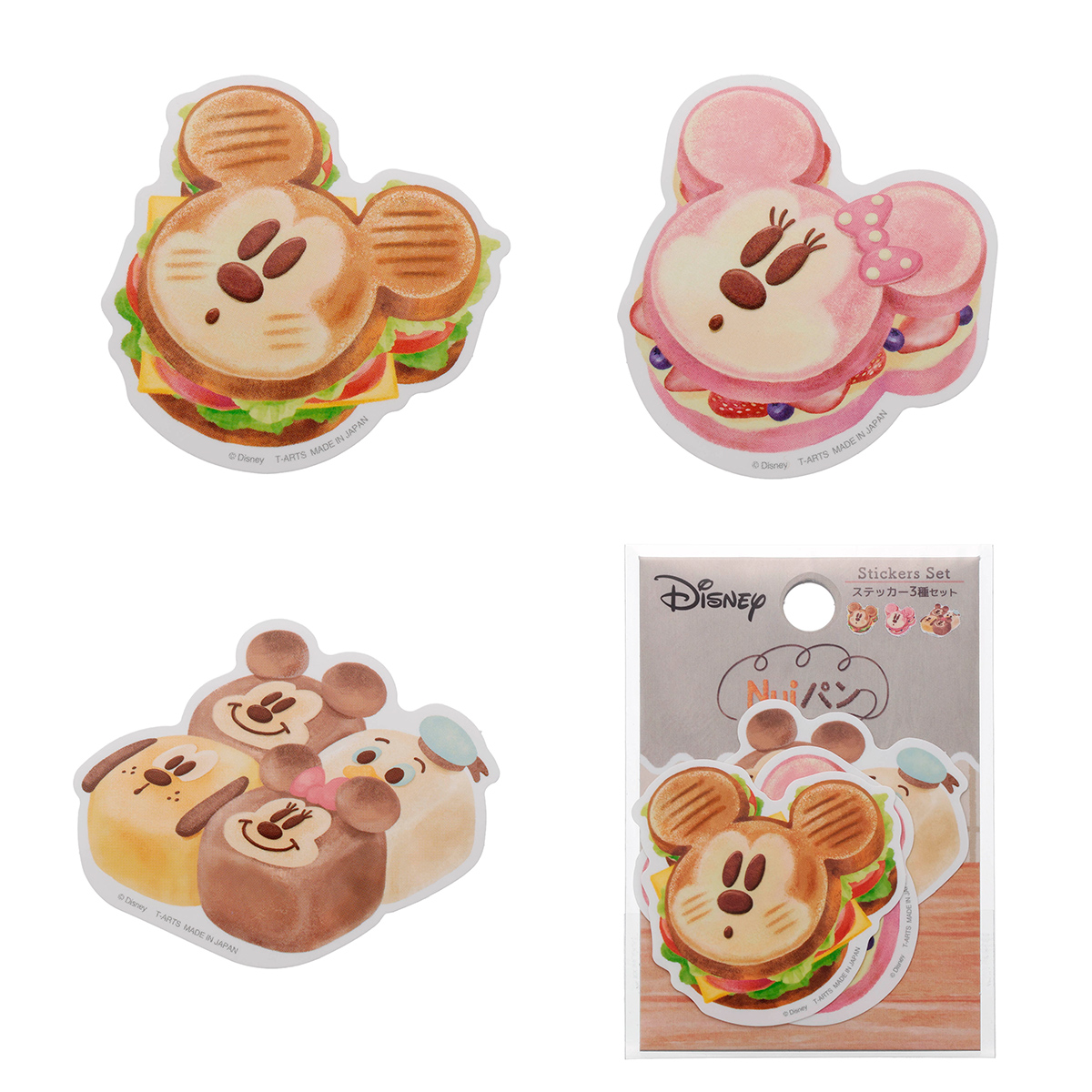 ディズニーキャラクター／Nuiパン／ ステッカー3種セット